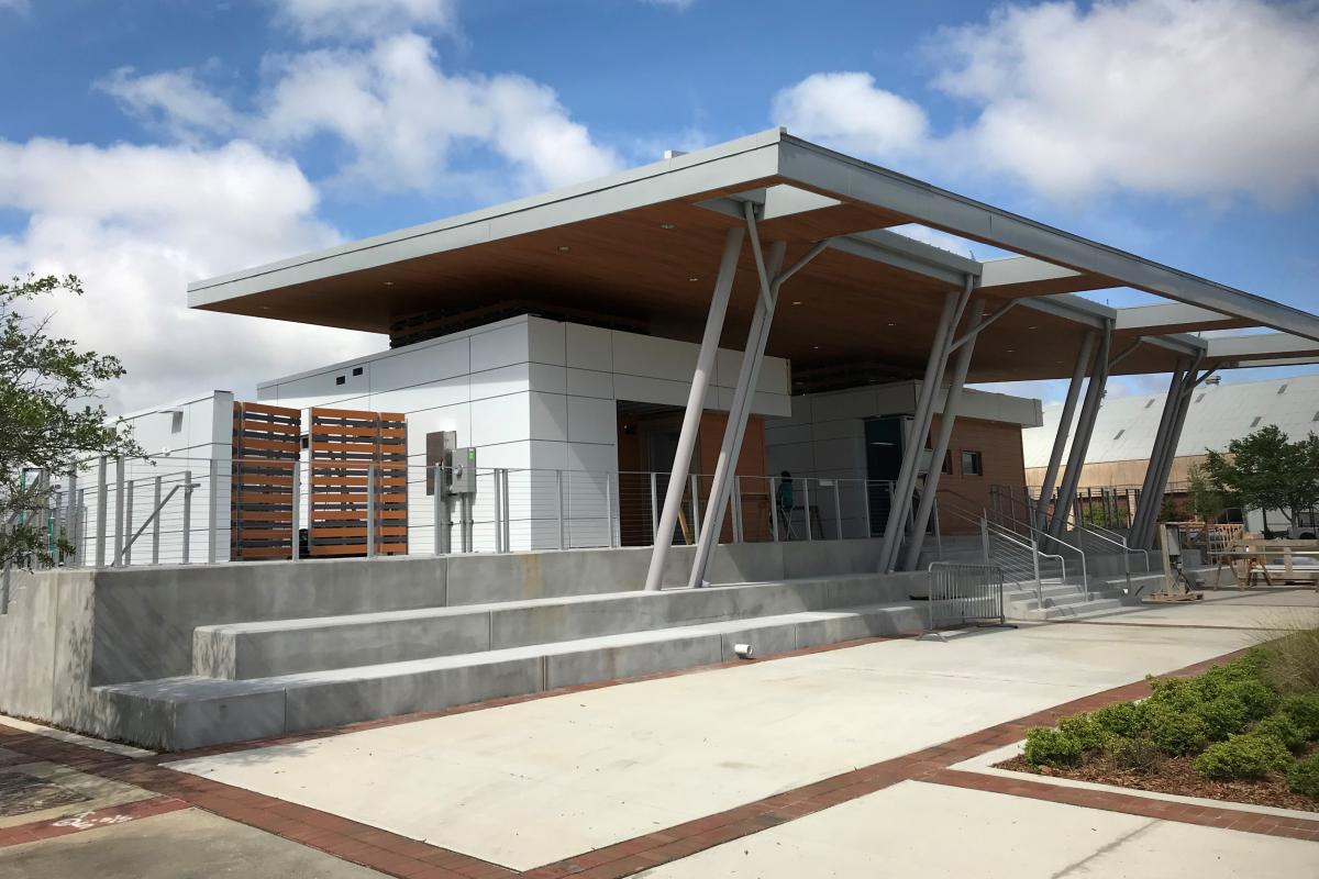 A new ferry terminal facility with a modern design.